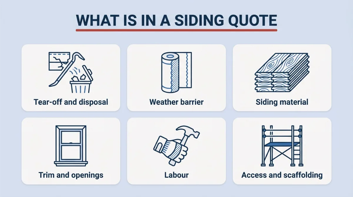 Diagram showing what is included in a siding quote